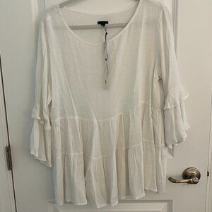 NWT Coco + Carmen Tiered White Blouse - Size S/M
